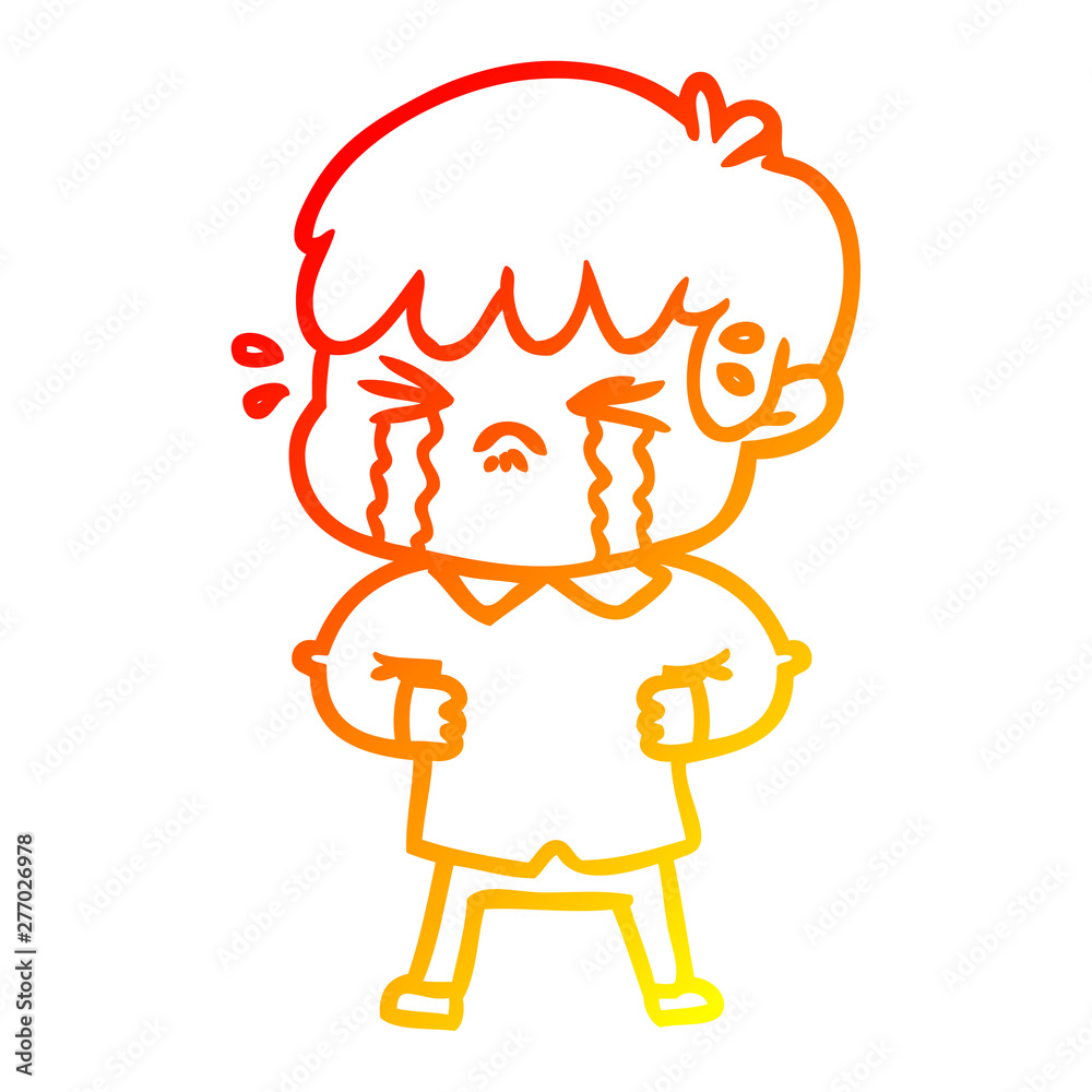 warm gradient line drawing crying boy cartoon warm gradient line drawing crying boy cartoon
