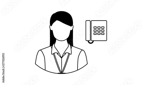 Female receptionist icon for customer service and support