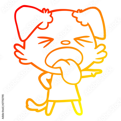 warm gradient line drawing cartoon disgusted dog