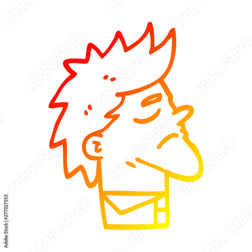 warm gradient line drawing cartoon arrogant man