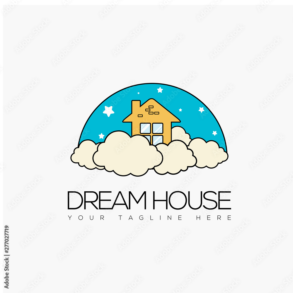DREAM HOUSE IN THE BLUE SKY WITH STARS LOGO DREAM HOUSE IN THE BLUE SKY WITH STARS LOGO