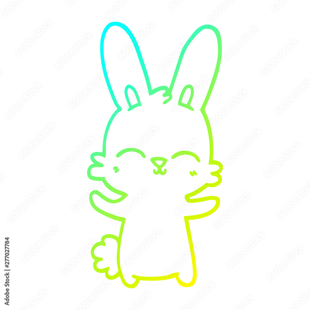 Obraz premium cold gradient line drawing cute cartoon rabbit
