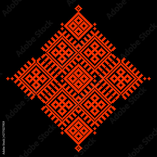Slavic red and Belarusian national ornament. Embroidery.Vector illustration.