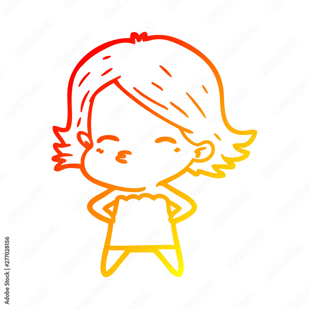 warm gradient line drawing cartoon woman warm gradient line drawing cartoon woman