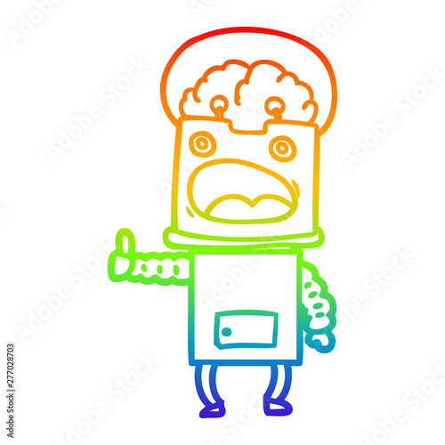 rainbow gradient line drawing cartoon robot