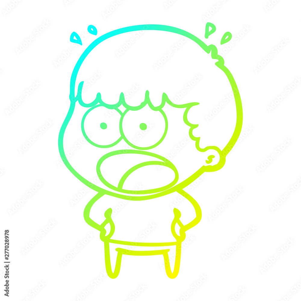 Obraz premium cold gradient line drawing cartoon shocked man