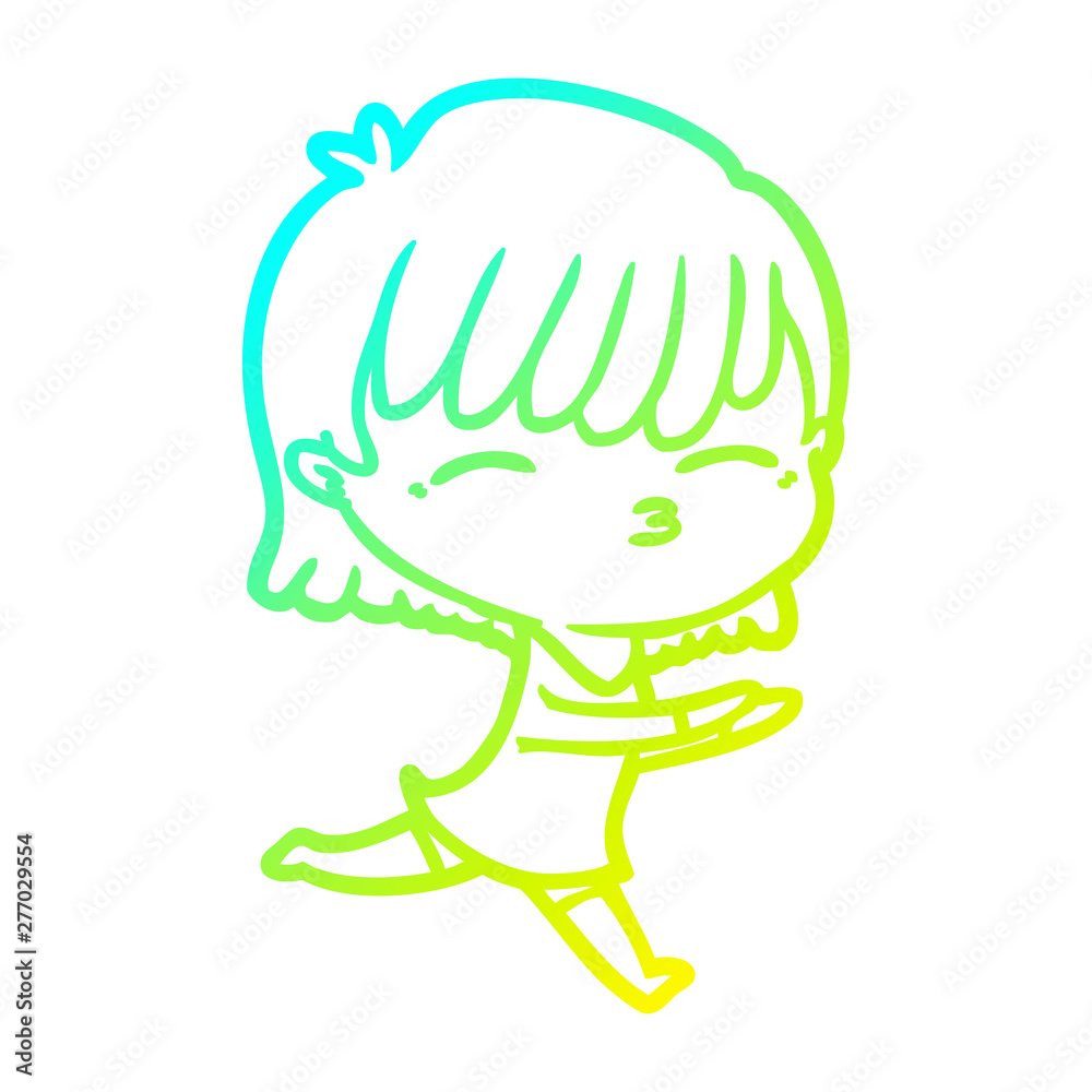cold gradient line drawing cartoon woman cold gradient line drawing cartoon woman