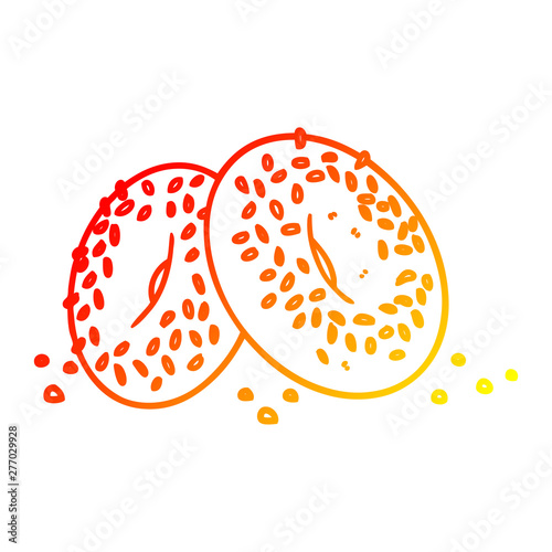 warm gradient line drawing cartoon bagels