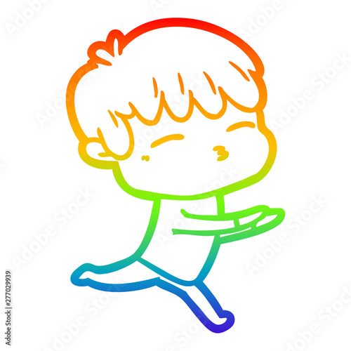 rainbow gradient line drawing cartoon curious boy