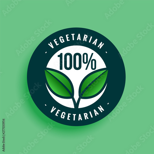 100% vegetarian label or sticker symbol