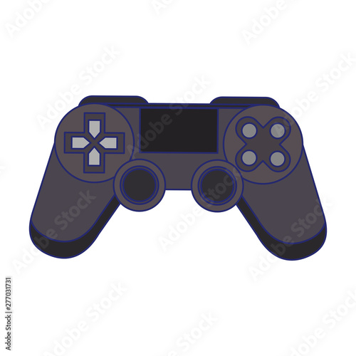 Modern videogame console gamepad with buttons blue lines