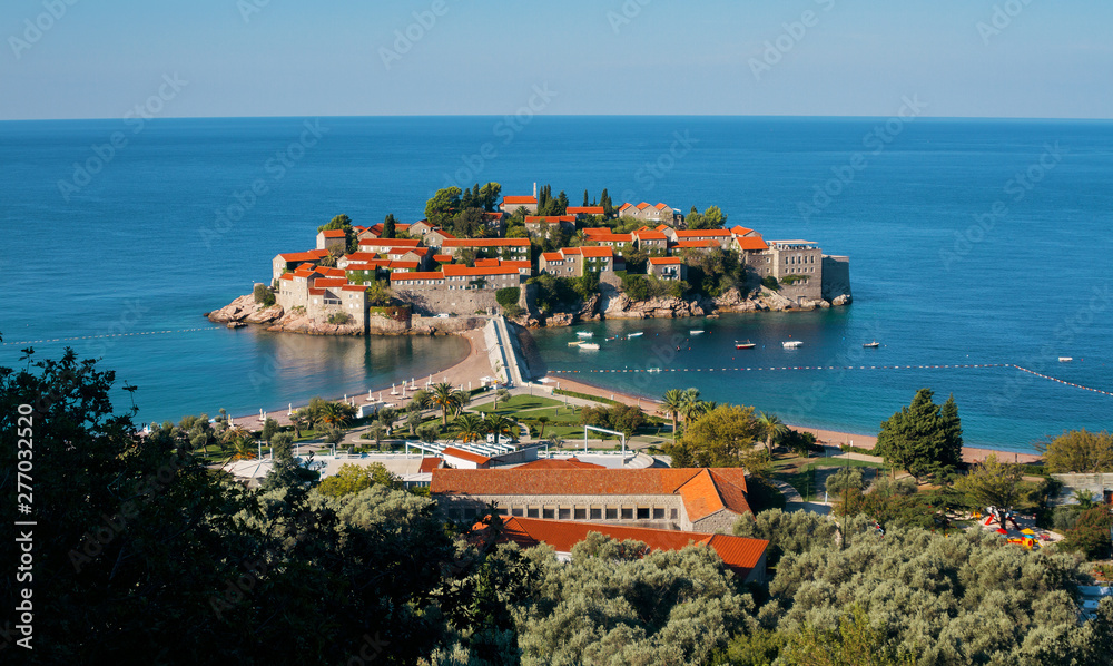 Sveti Stefan island in Budva. Resort in Montenegro