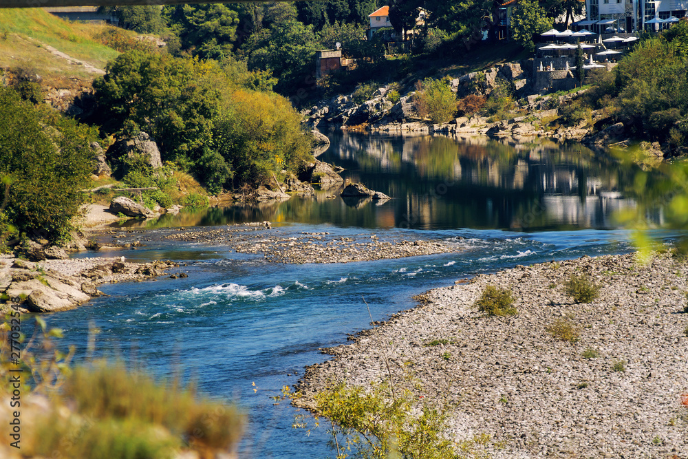 Moraca River in Podgorica city in Montenegro