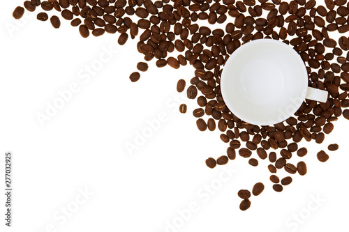 Coffee cup empty With Pile coffee beans