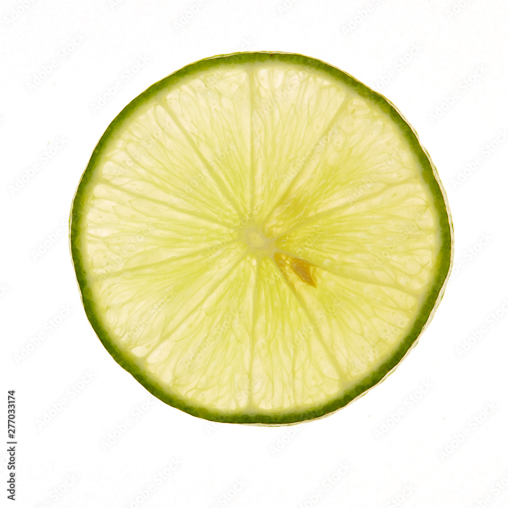 slice fresh lime on white slice fresh lime on white