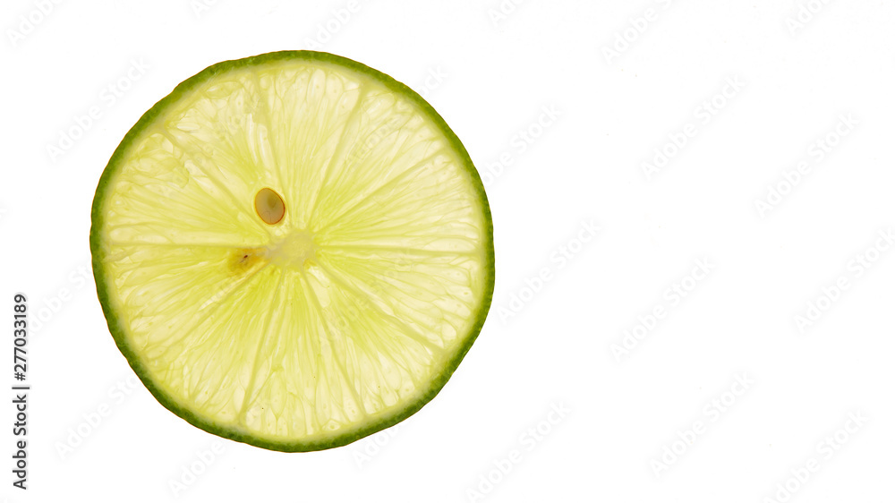 slice fresh lime on white