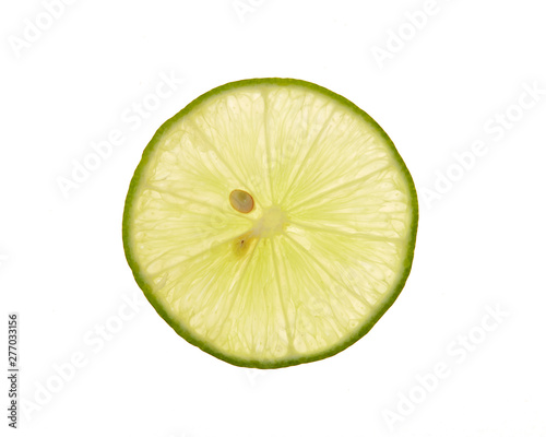 slice fresh lime on white