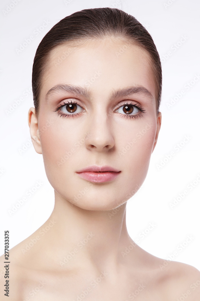 Portrait of young beautiful woman with clean makeup Portrait of young beautiful woman with clean makeup