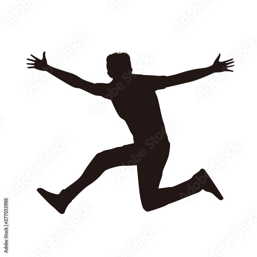 Happy Man Jumping Silhouette