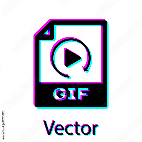 Black GIF file document icon. Download gif button icon isolated on white background. GIF file symbol. Vector Illustration