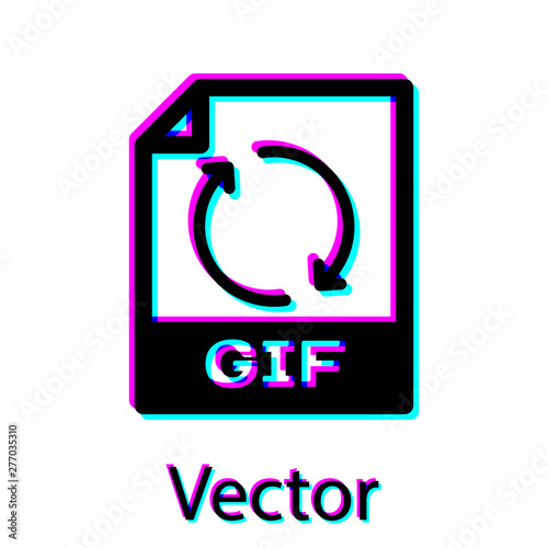 Black GIF file document icon. Download gif button icon isolated on white background. GIF file symbol. Vector Illustration
