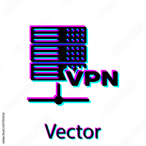 Black Server VPN icon isolated on white background. Vector Illustration