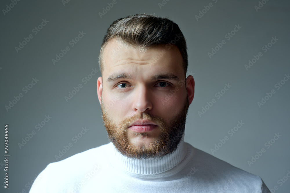 Masculinity and beauty. Well groomed bearded man stylish appearance.  Hairstyle barber. Man bearded macho close up face. Barbershop concept.  Beard grooming. Hipster style beard. Handsome bearded guy Stock Photo |  Adobe Stock