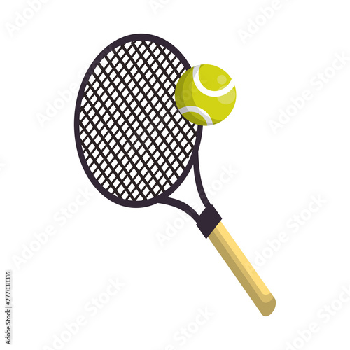Tennis racket and ball sport equipment © Jemastock