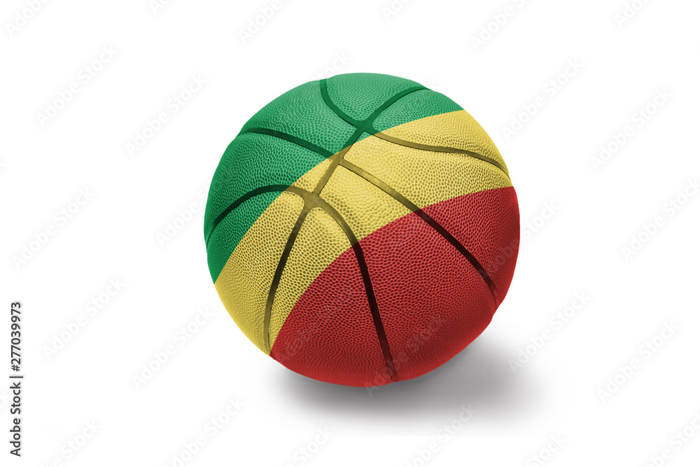 basketball ball with the national flag of republic of the congo on the white background basketball ball with the national flag of republic of the congo on the white background