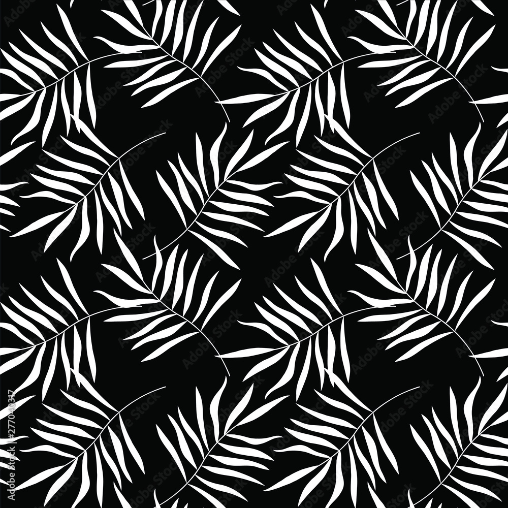 Leaves seamless monochrome pattern design element stock vector illustration for web, for print, for wallpaper, for fabric print Leaves seamless monochrome pattern design element stock vector illustration for web, for print, for wallpaper, for fabric print