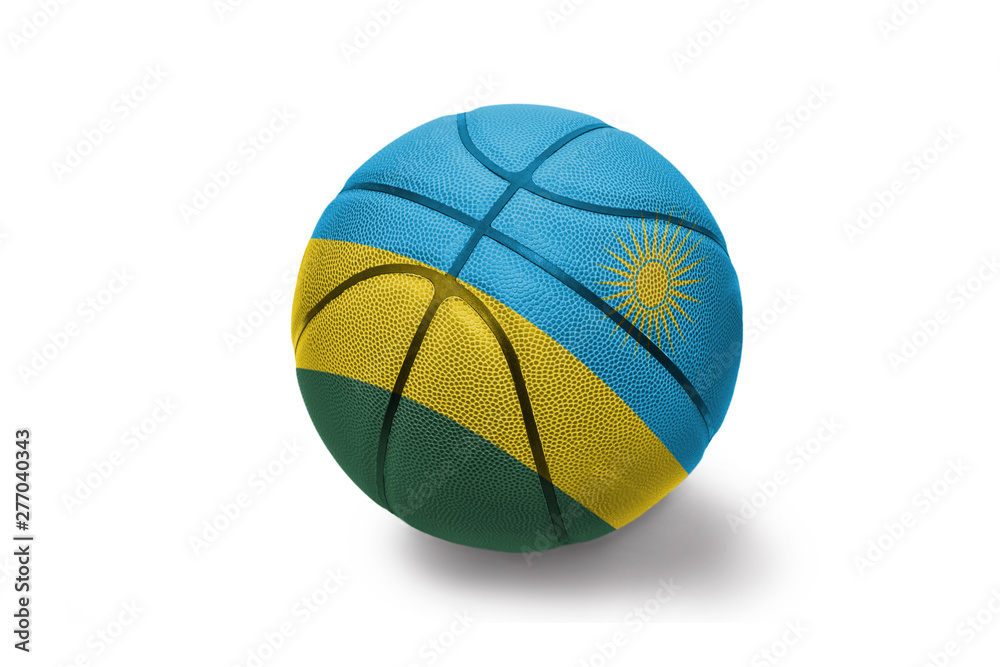 basketball ball with the national flag of rwanda on the white background
