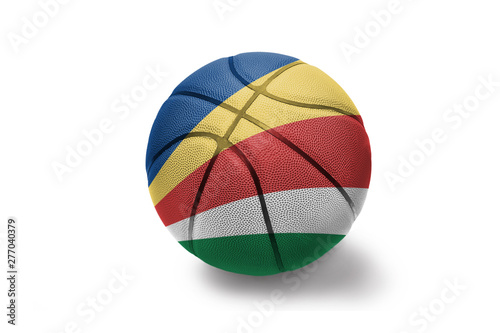 basketball ball with the national flag of seychelles on the white background