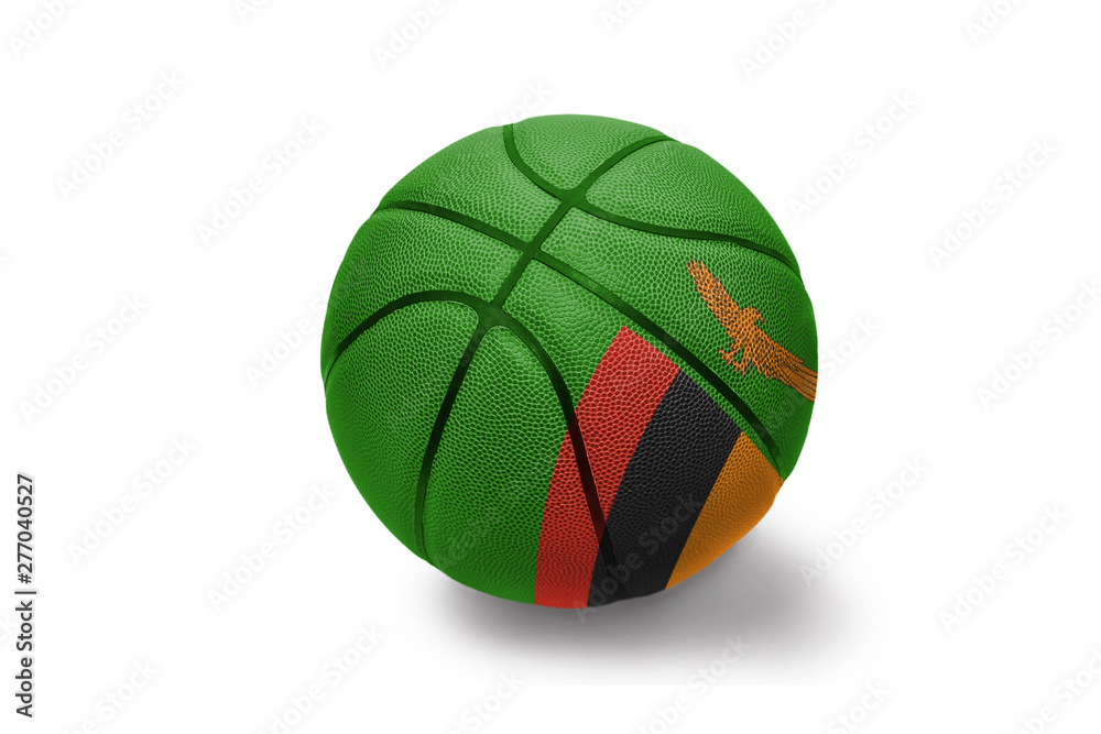 basketball ball with the national flag of zambia on the white background