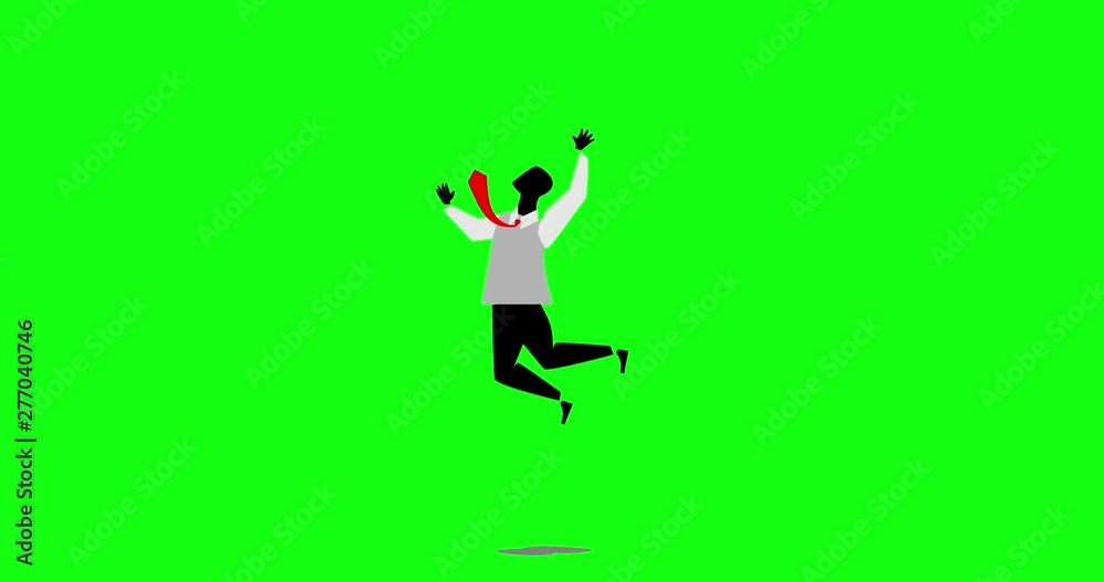 Animation of young businessman jumping up in the air as a sign of success. Animation of young businessman jumping up in the air as a sign of success.