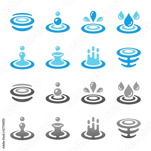 colorful and gradient water and ripple icon set,vector and illustration