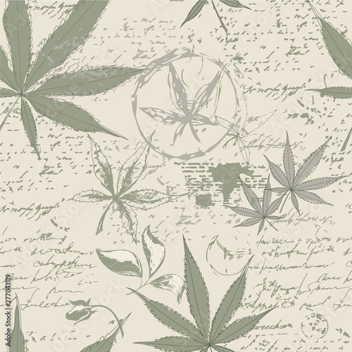 Marijuana, cannabis. Seamless pattern.