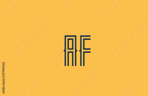blue yellow AF A F alphabet letter combination logo icon design