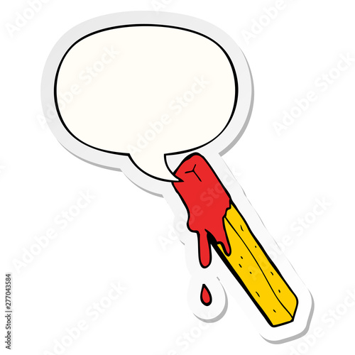 cartoon dipped fry and speech bubble sticker