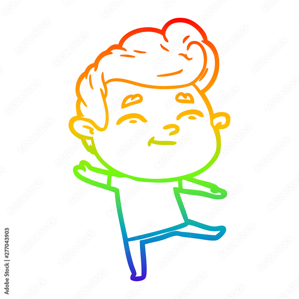 rainbow gradient line drawing happy cartoon man