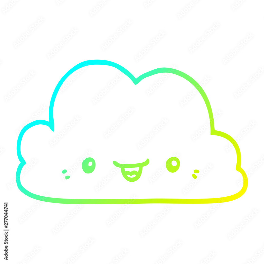 cold gradient line drawing cute cartoon cloud cold gradient line drawing cute cartoon cloud