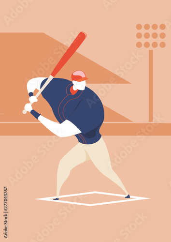 Batter pose, Illustration Baseball Player, Baseball Character design vector.