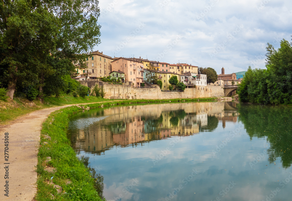 Umbertide (Italy) - A little charming medieval city with stone castle on Tiber river, province of Perugia. Here the historical center.