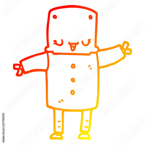 warm gradient line drawing cartoon robot