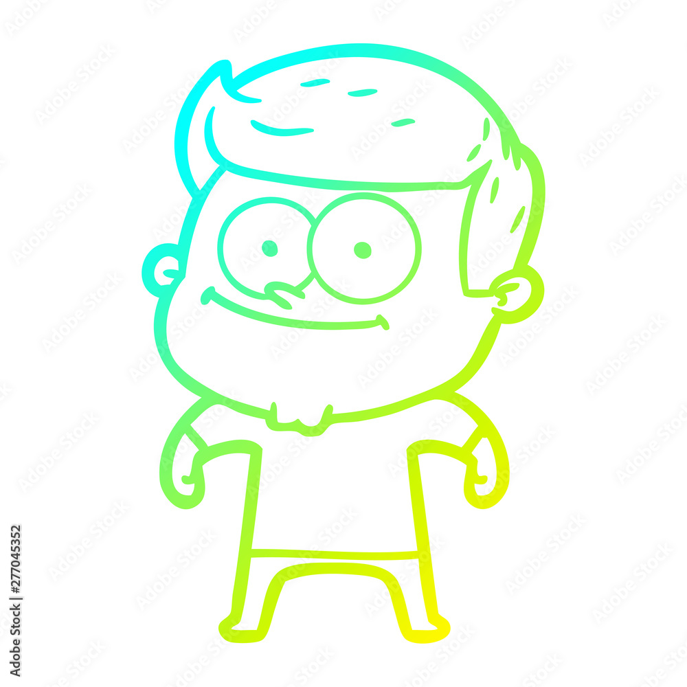 cold gradient line drawing cartoon happy man cold gradient line drawing cartoon happy man