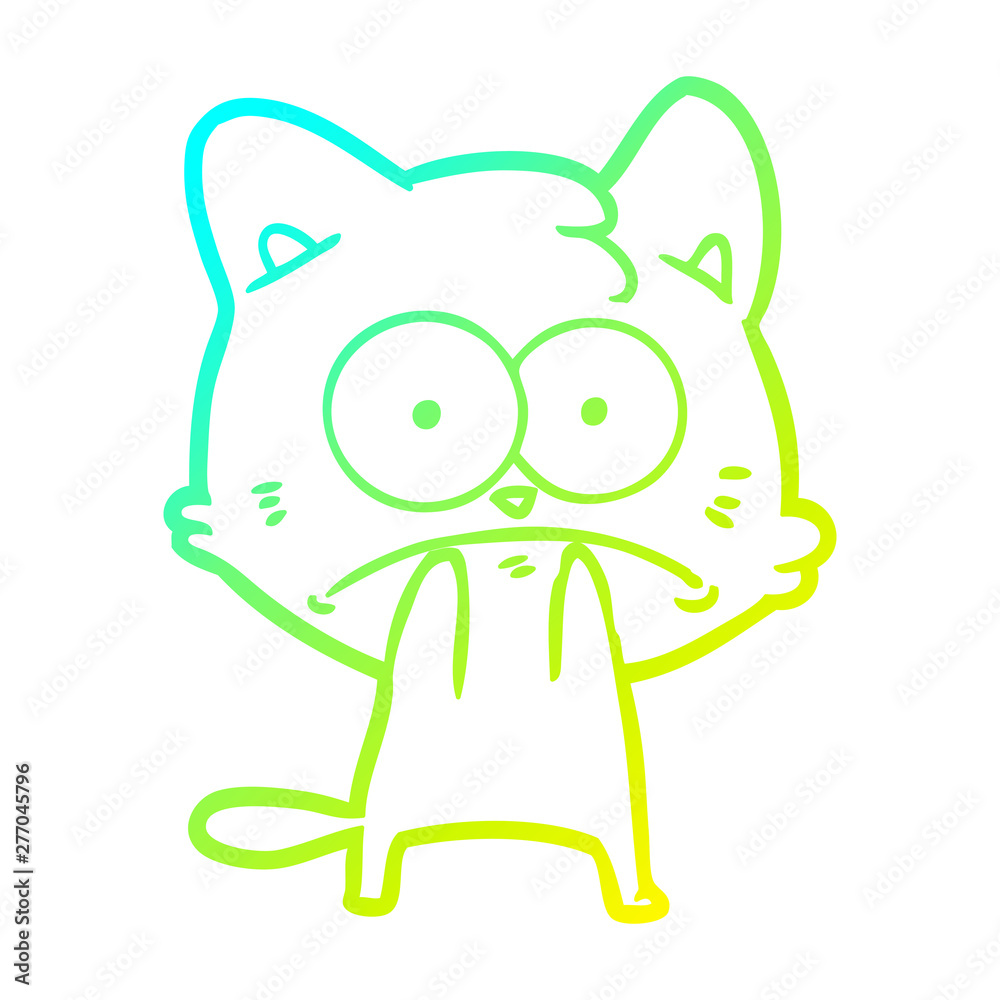 cold gradient line drawing cartoon nervous cat cold gradient line drawing cartoon nervous cat