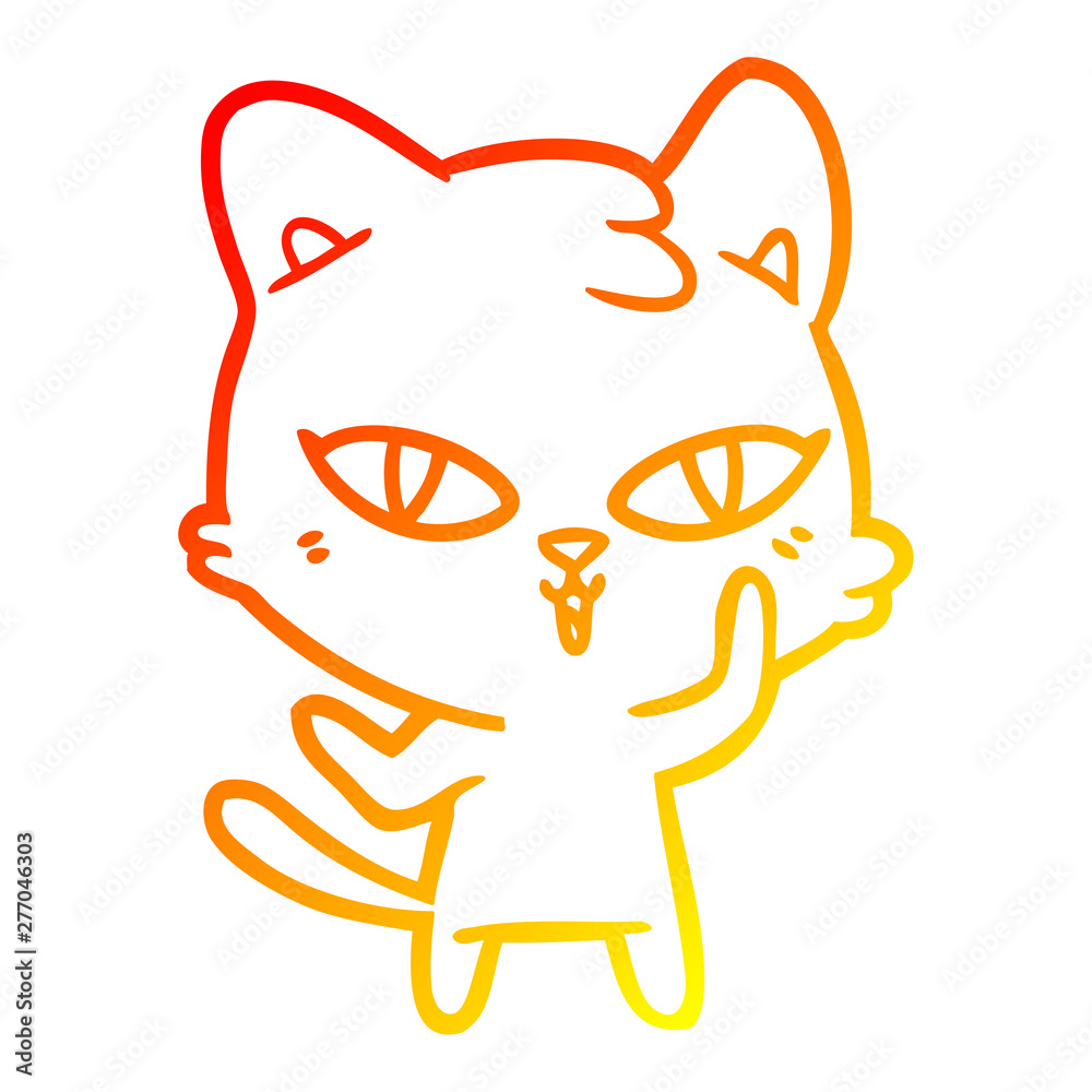 Fototapeta premium warm gradient line drawing cartoon cat