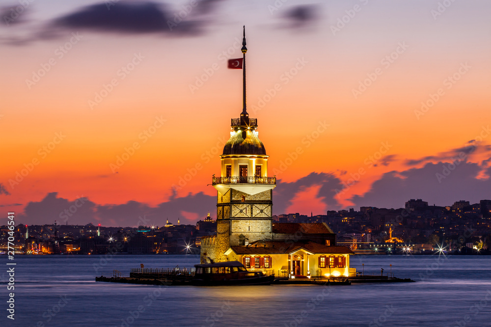 maidens tower sunset istanbul