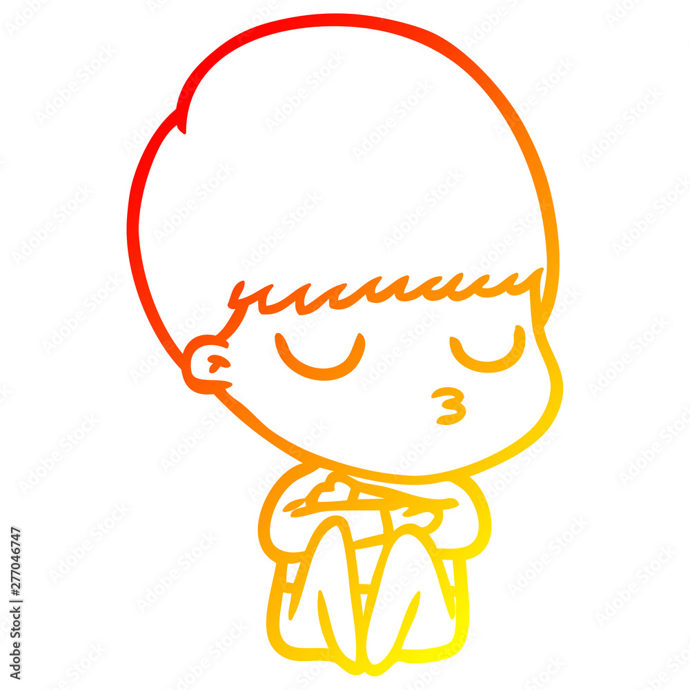 warm gradient line drawing cartoon calm boy warm gradient line drawing cartoon calm boy