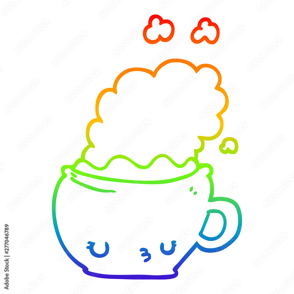 rainbow gradient line drawing cute cartoon coffee cup rainbow gradient line drawing cute cartoon coffee cup