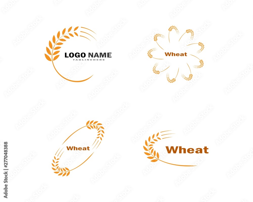 Naklejka premium Agriculture wheat Logo Template vector icon design 